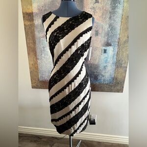 NWT Gorgeous Champagne & Black Lace Dress